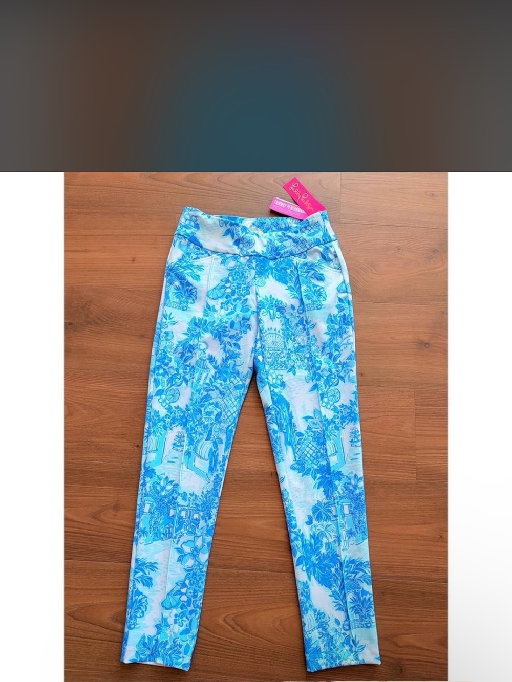 Lilly Pulitzer Blue Floral Print Leggings NWOT